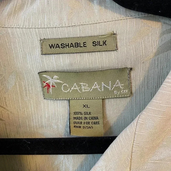 Cabana 100% Silk Washable Silk Buttons Down Hawaiian Men Shirt Size Xl - Picture 3 of 6